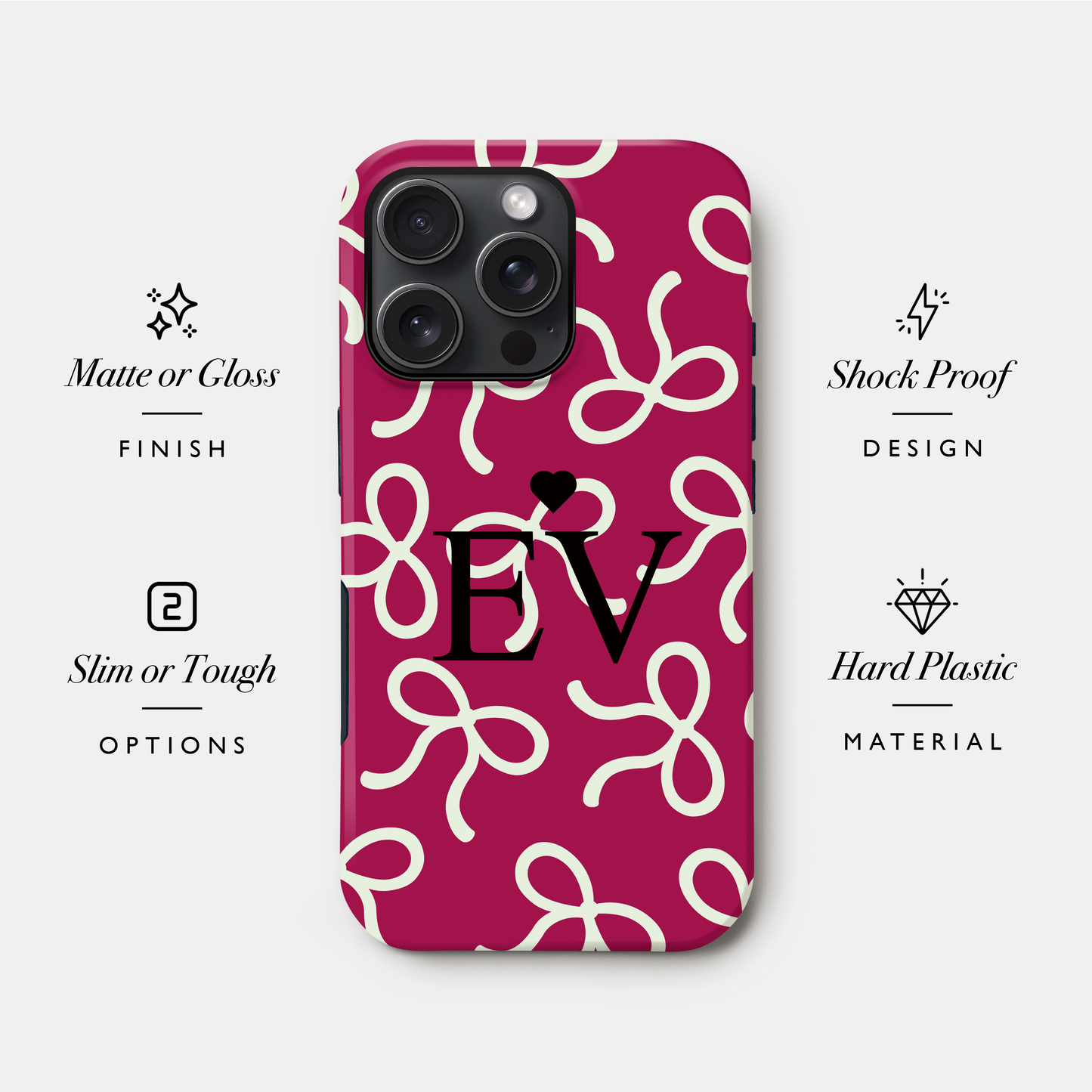 Personalised Burgundy Bow Pattern Case Phone Case