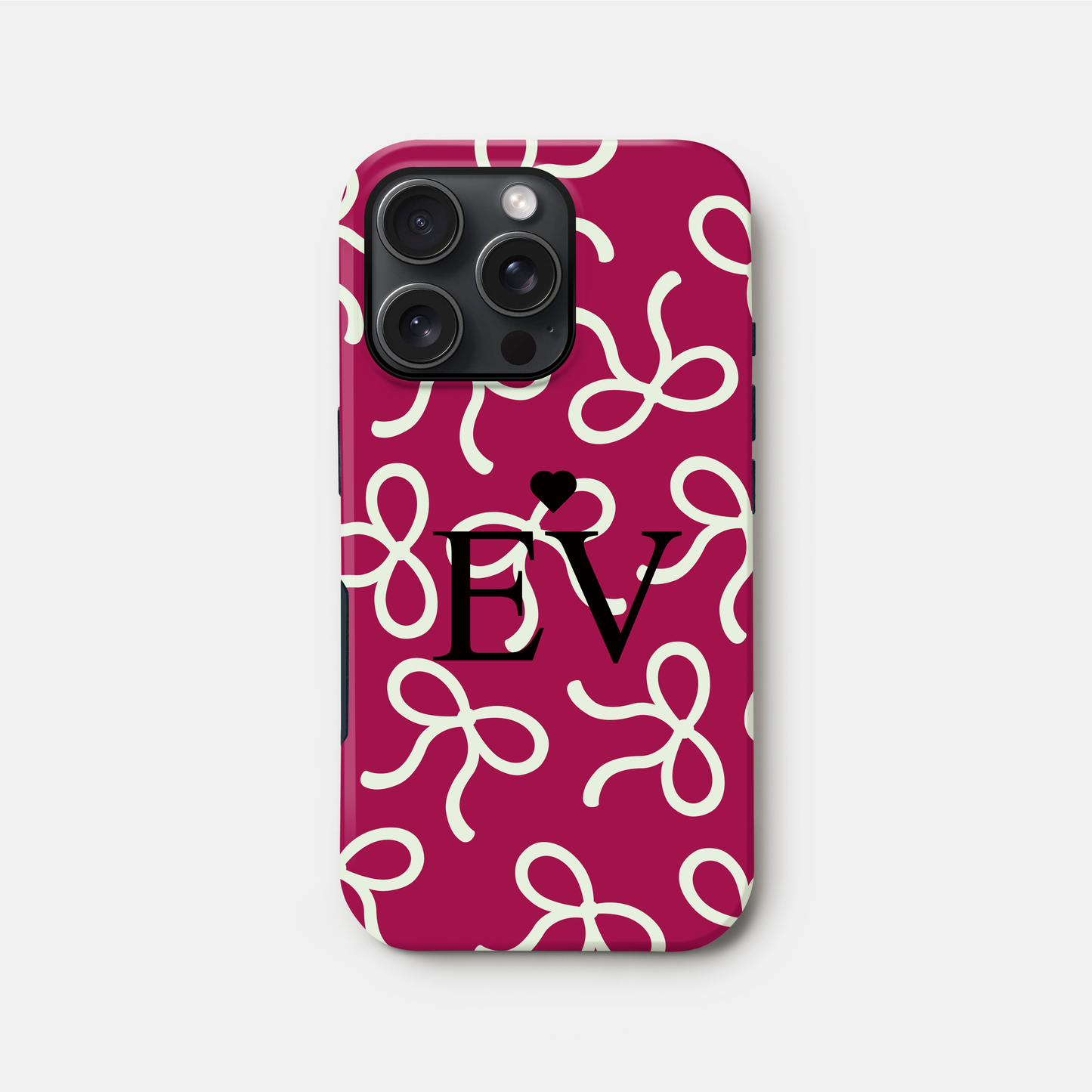 Personalised Burgundy Bow Pattern Case iPhone 16 Phone Case