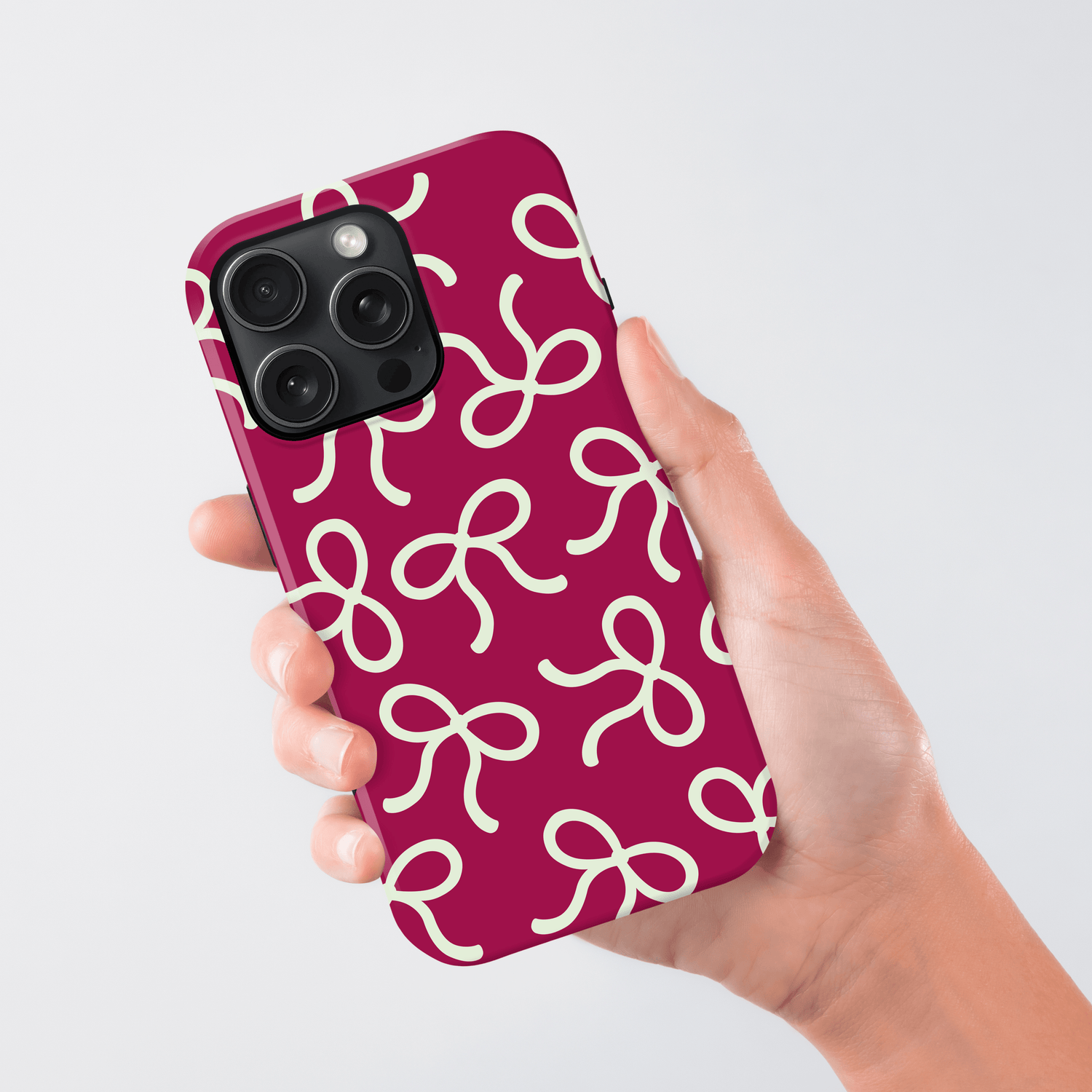 Personalised Burgundy Bow Pattern Case Phone Case