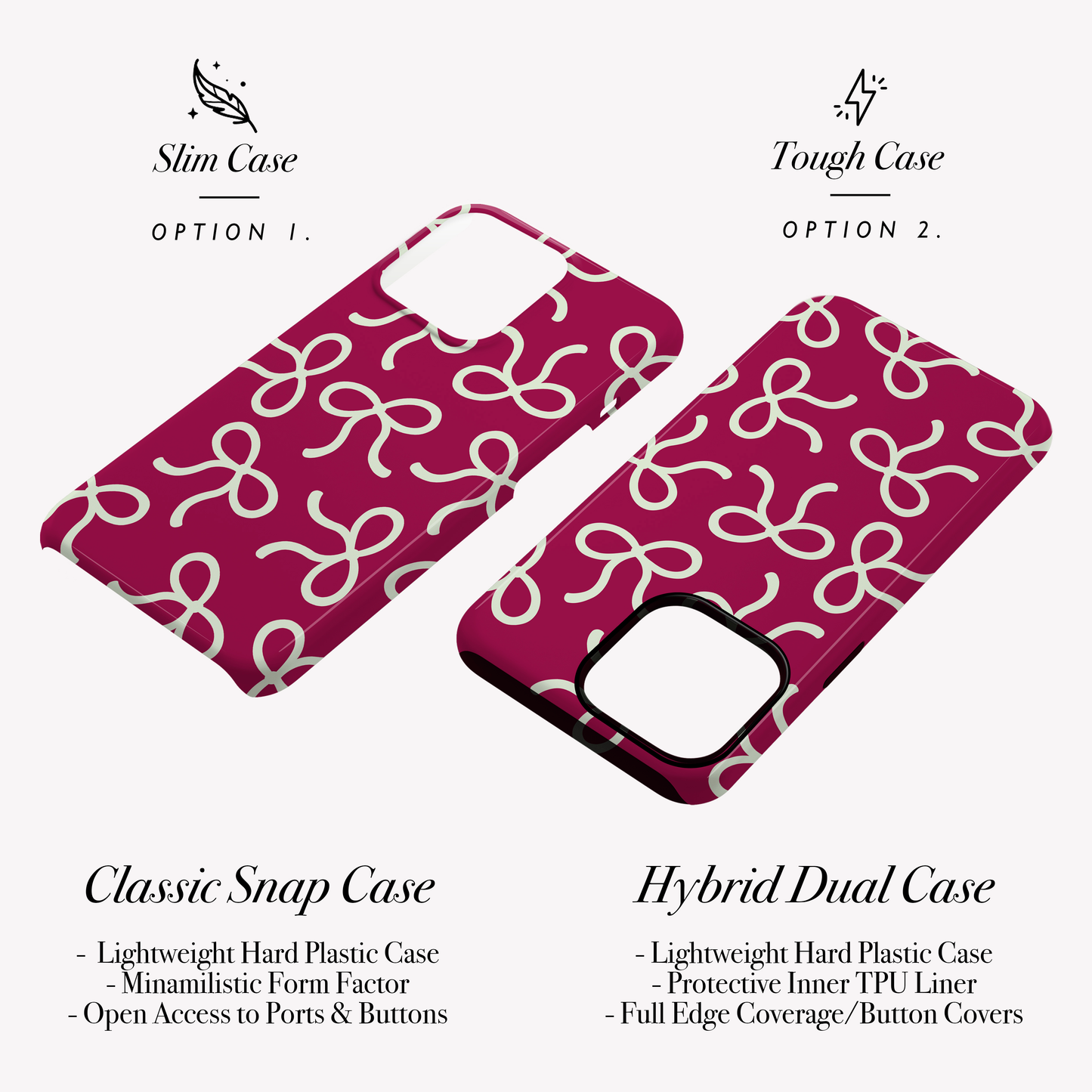 Personalised Burgundy Bow Pattern Case Phone Case