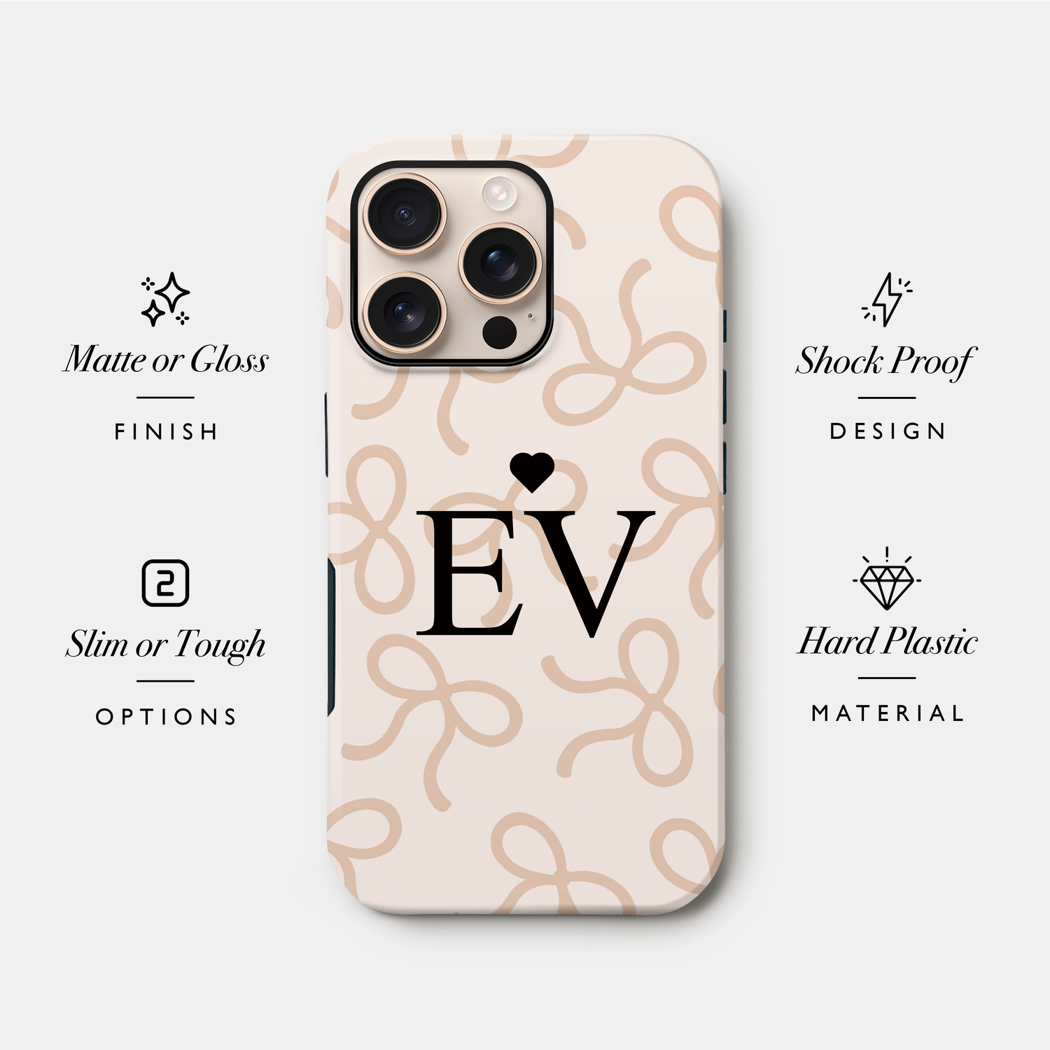 Personalised Beige Bow Pattern Case Phone Case