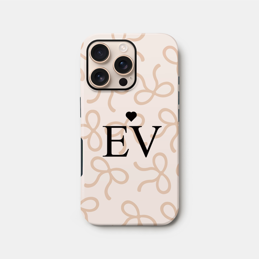 Personalised Beige Bow Pattern Case iPhone 16 Phone Case