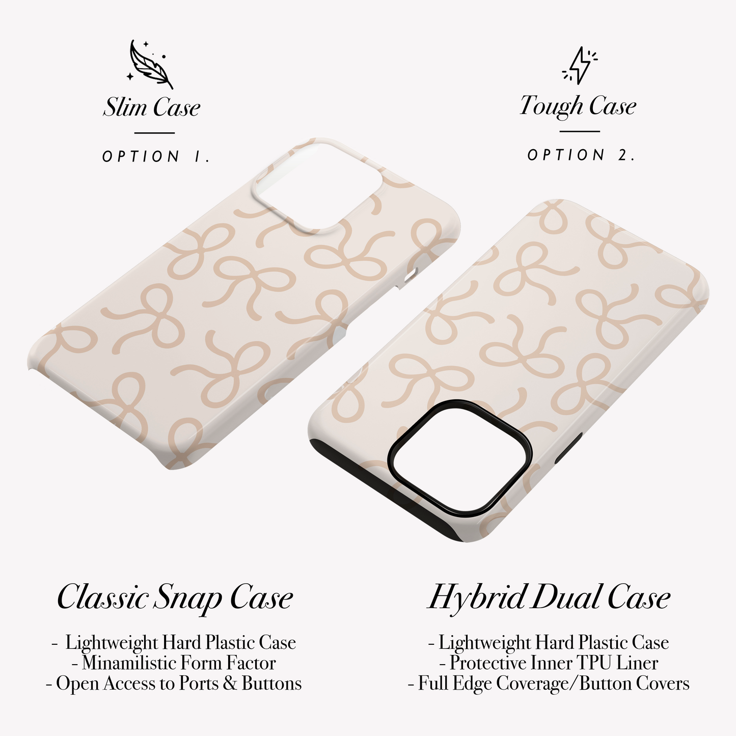 Personalised Beige Bow Pattern Case Phone Case