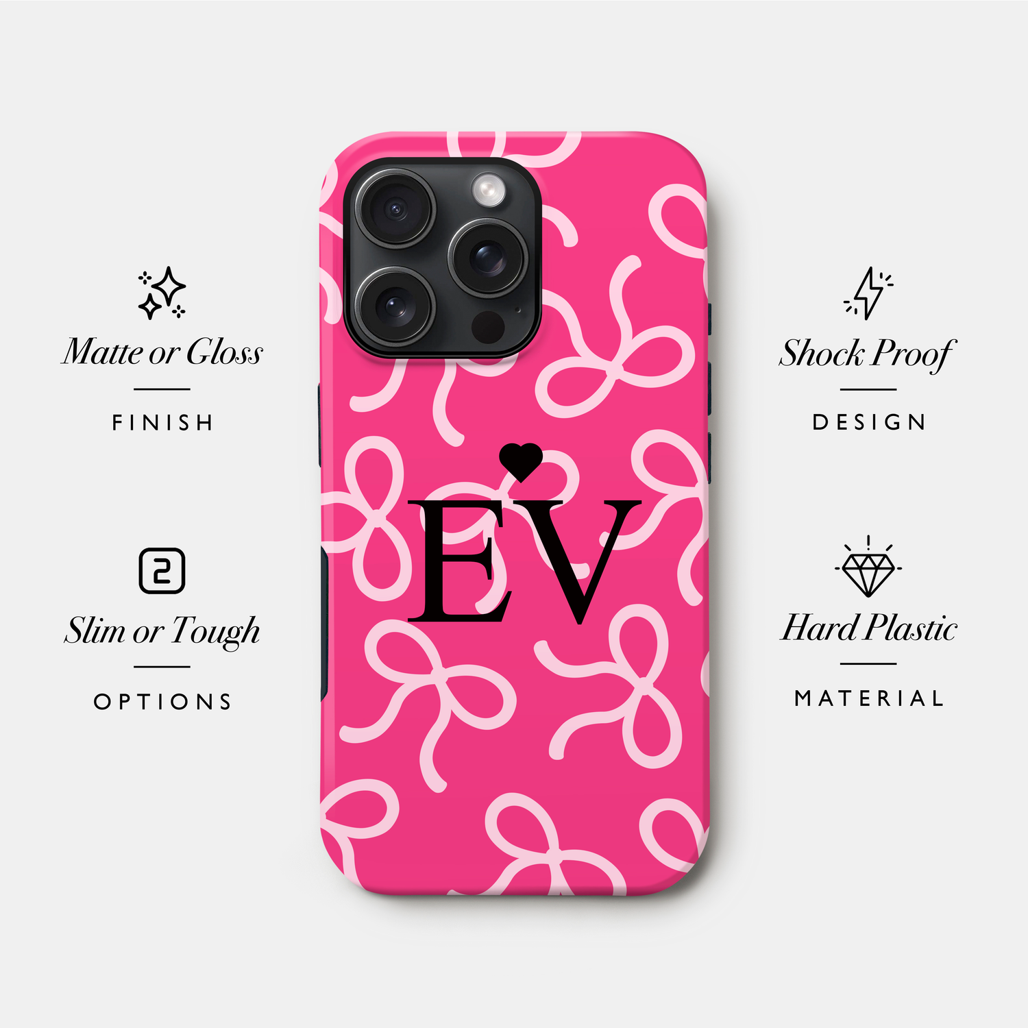 Personalised Hot Pink Bow Pattern Case Phone Case