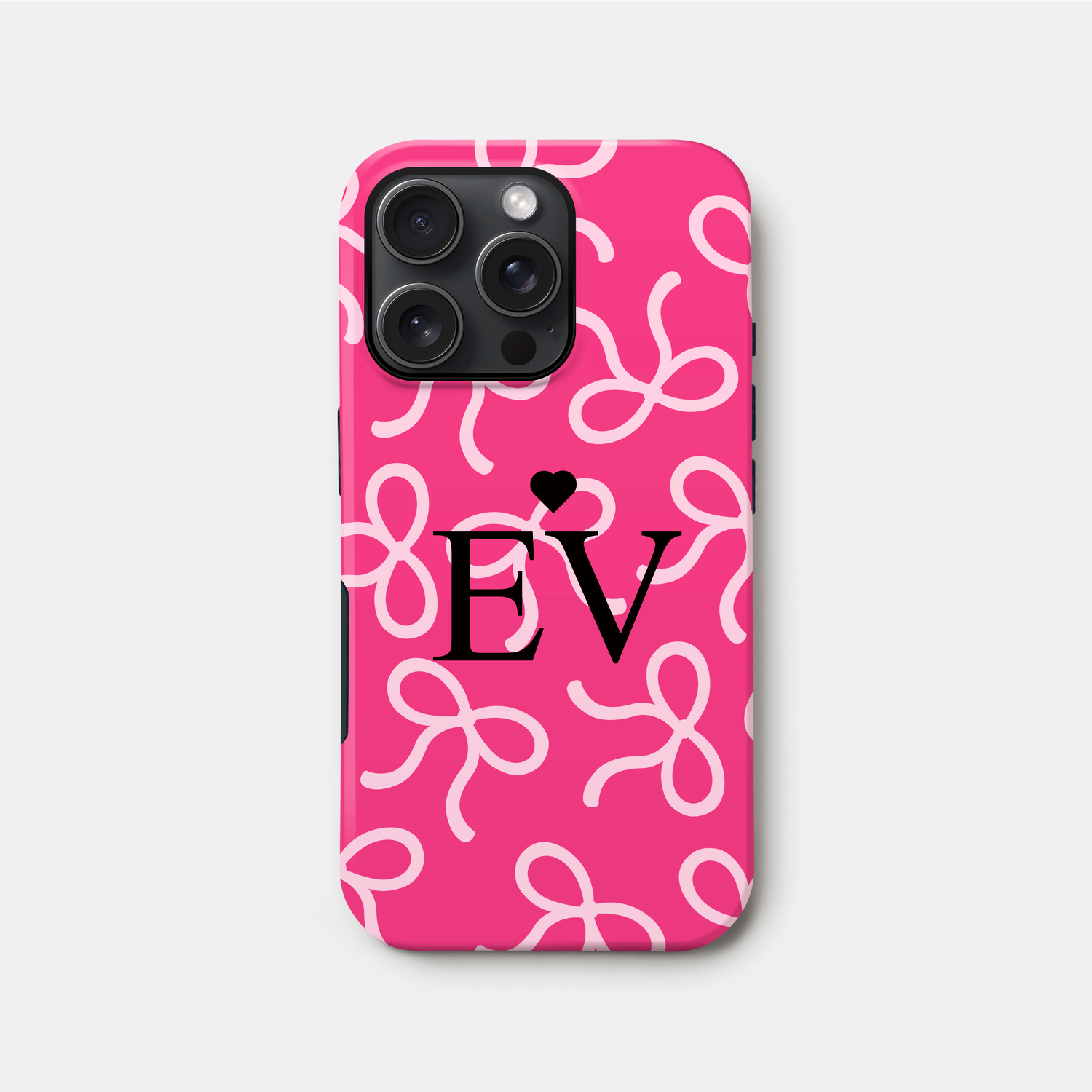 Personalised Hot Pink Bow Pattern Case iPhone 16 Phone Case