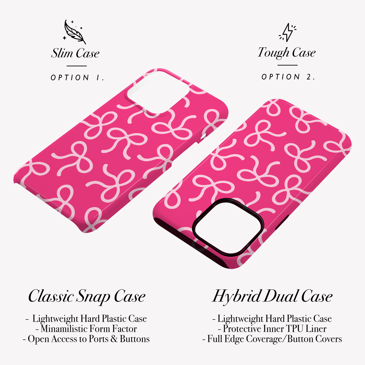 Personalised Hot Pink Bow Pattern Case Phone Case