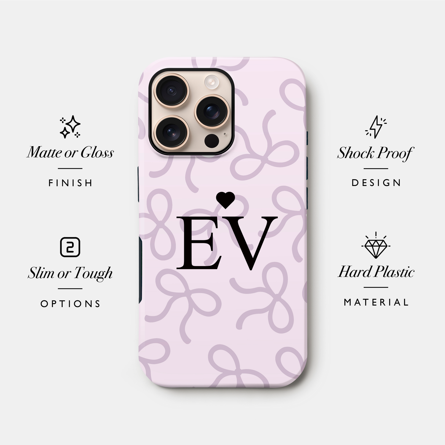 Personalised Purple Bow Pattern Case Phone Case