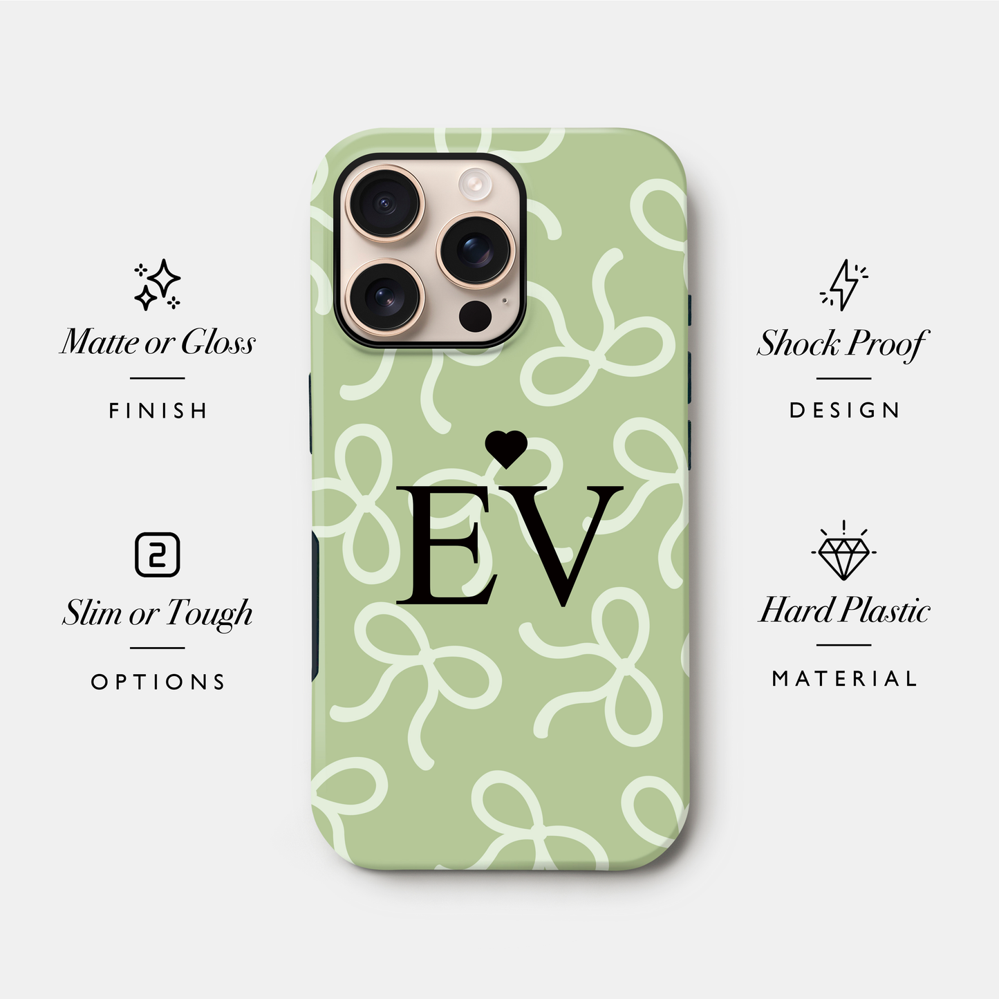 Personalised Green Bow Pattern Case Phone Case