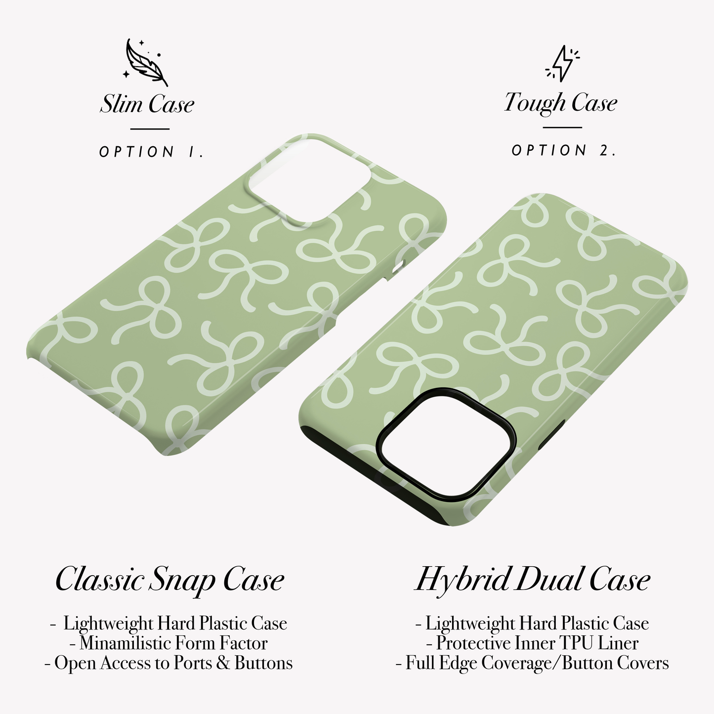 Personalised Green Bow Pattern Case Phone Case