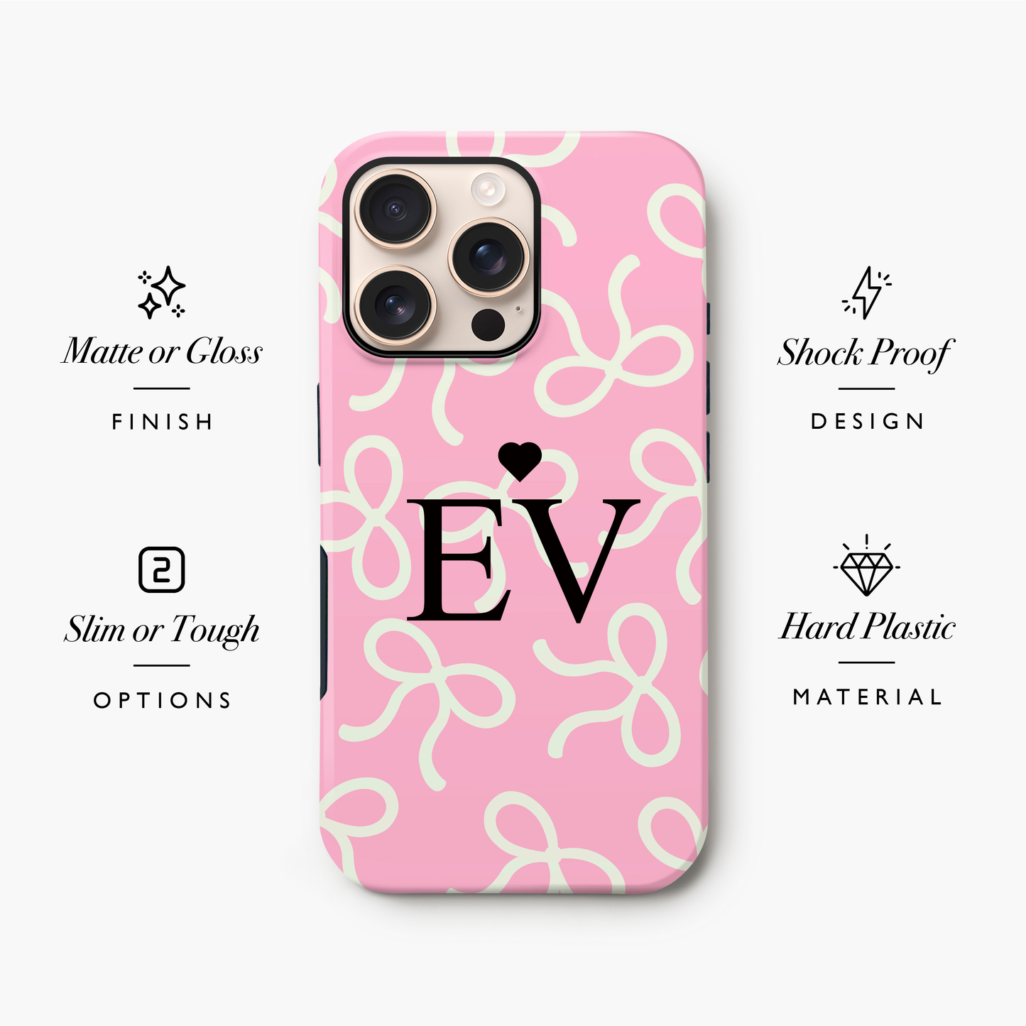 Personalised Pink Bow Pattern Phone Case Phone Case