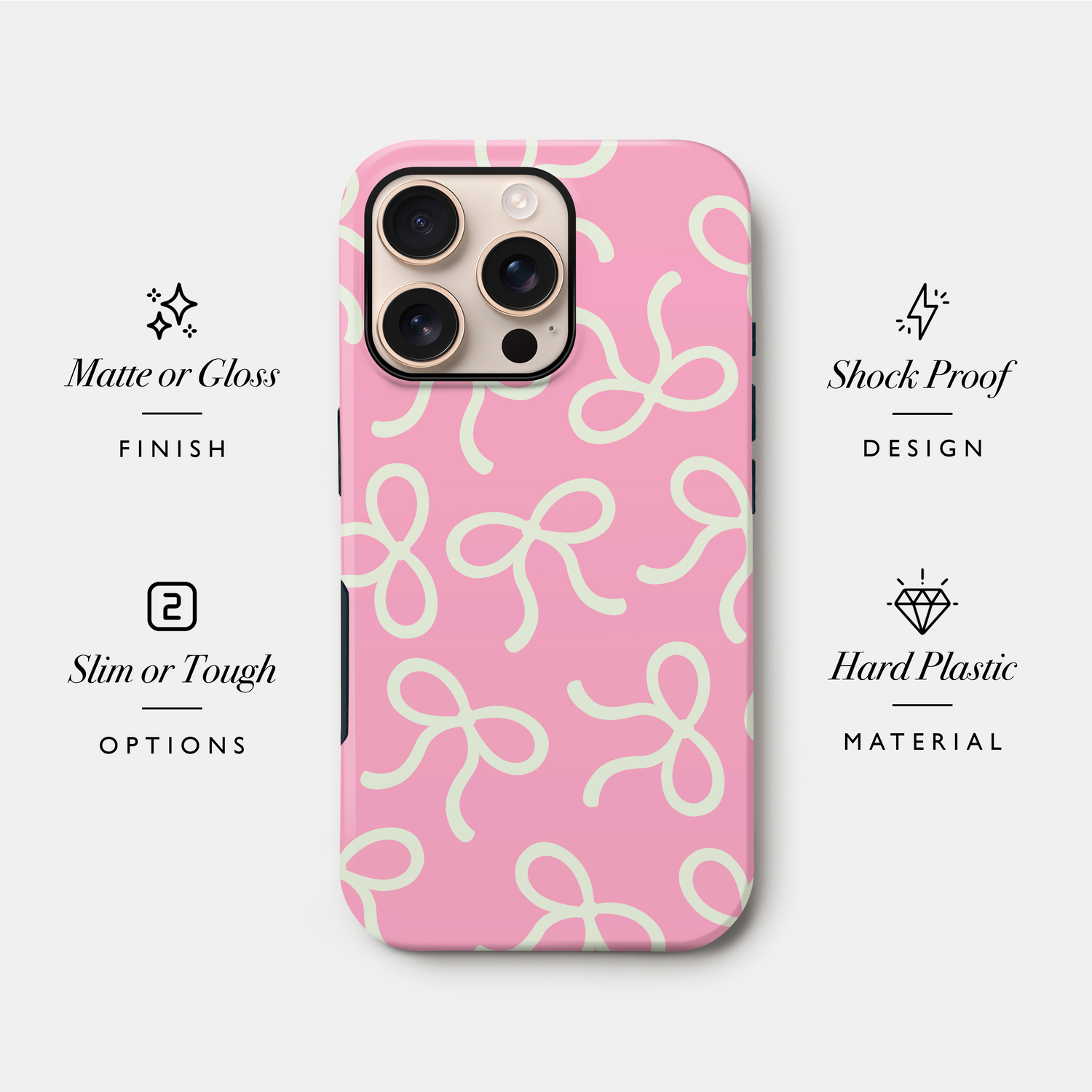 Personalised Pink Bow Pattern Phone Case Phone Case