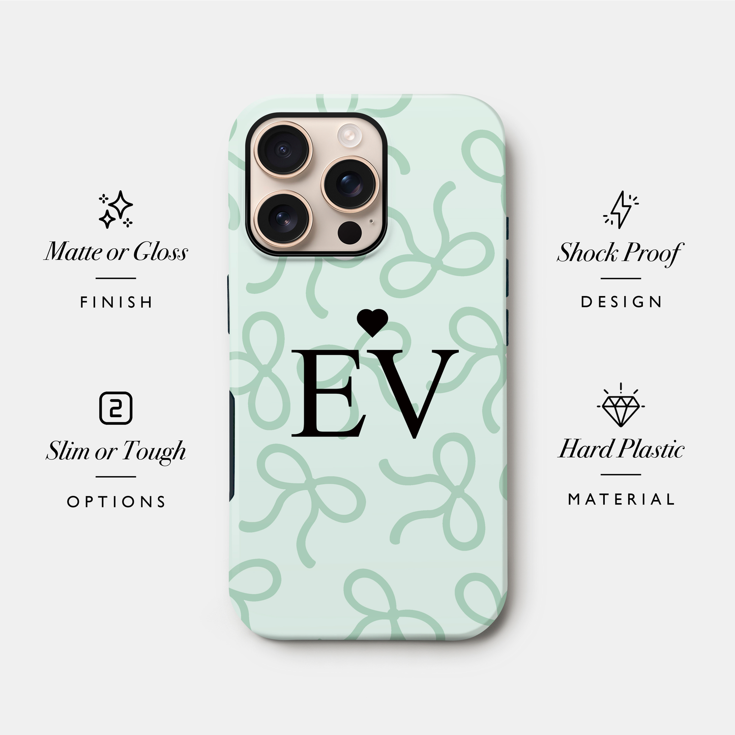 Personalised Teal Blue Bow Pattern Case Phone Case