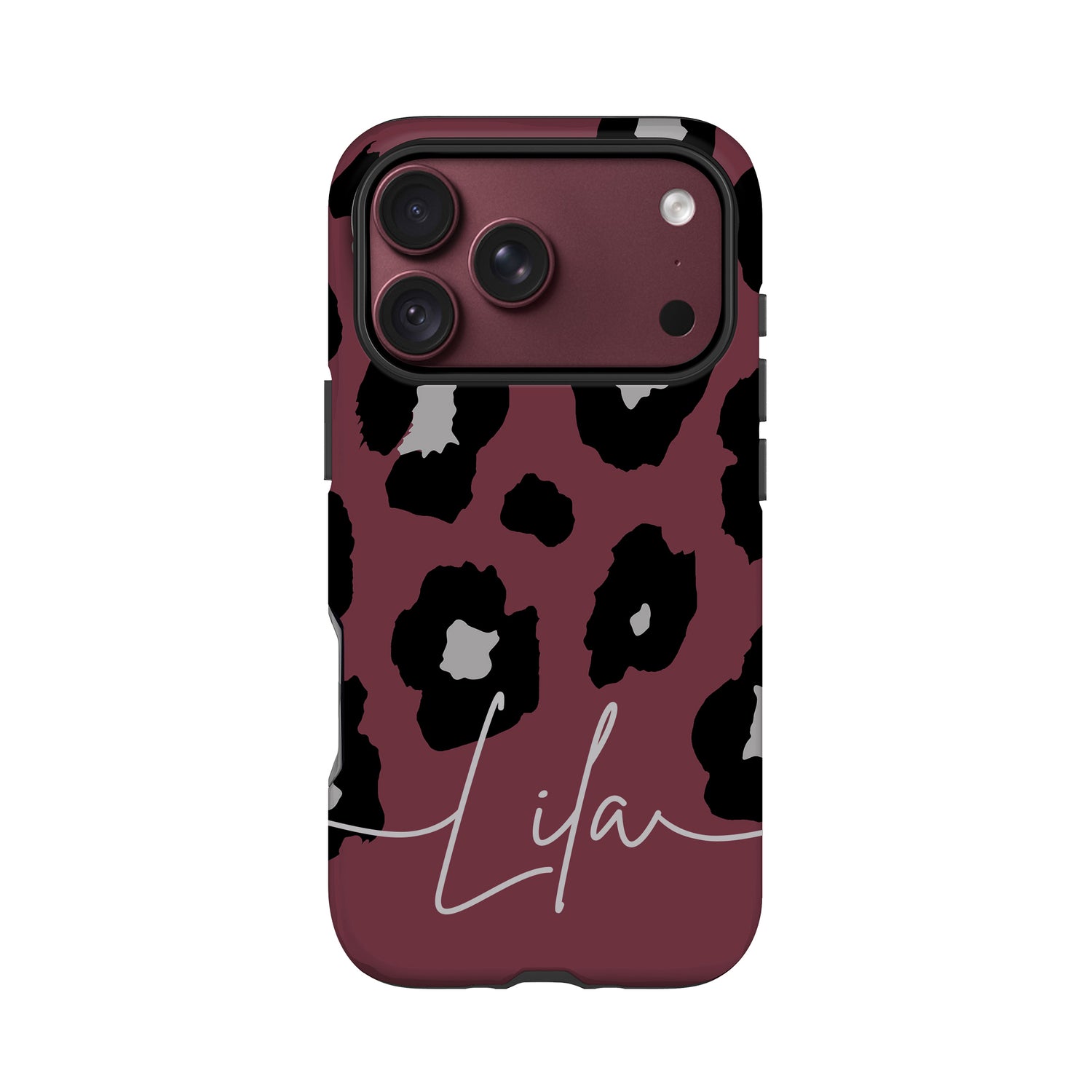 Cherry Burgundy Leopard Print Case iPhone 18 Pro Phone Case