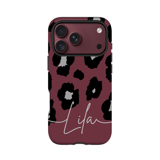 Cherry Burgundy Leopard Print Case iPhone 18 Pro Phone Case