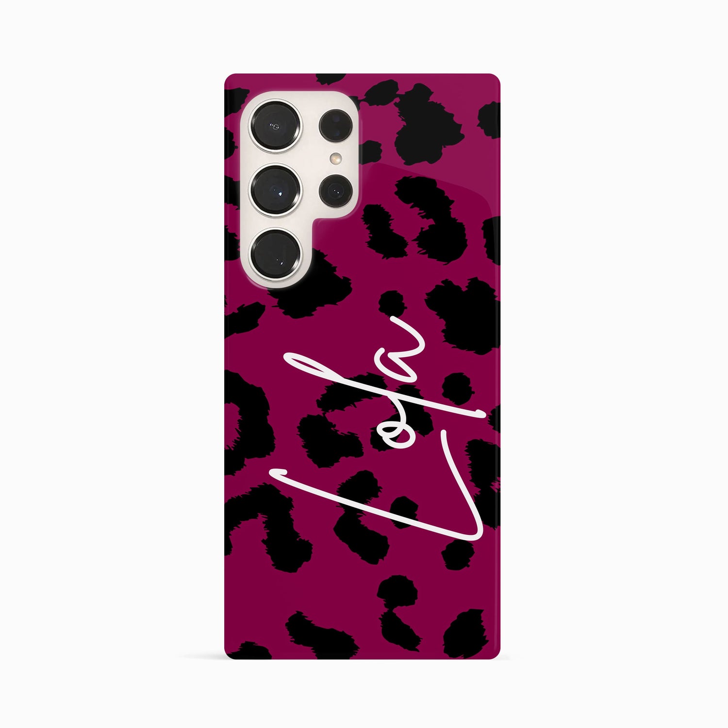 Burgundy Leopard Print Phone Case Samsung Galaxy S23 Ultra Phone Case