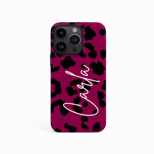 Burgundy Leopard Print Phone Case iPhone 15 Phone Case