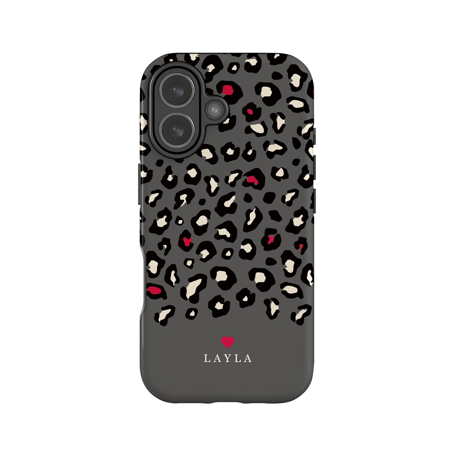 Personalised Red and Dark Grey Leopard Print Case Phone Case