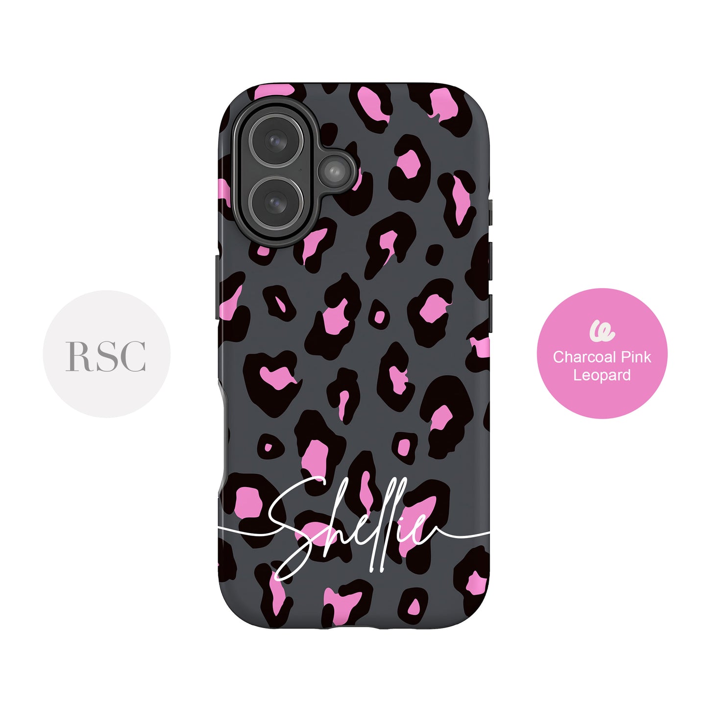 Pink Charcoal Custom Leopard Print Case
