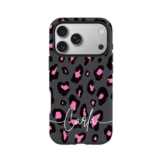 Pink Charcoal Custom Leopard Print Case