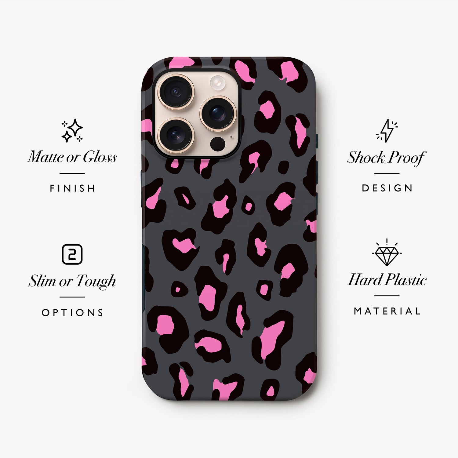 Pink Charcoal Leopard Print Case Phone Case