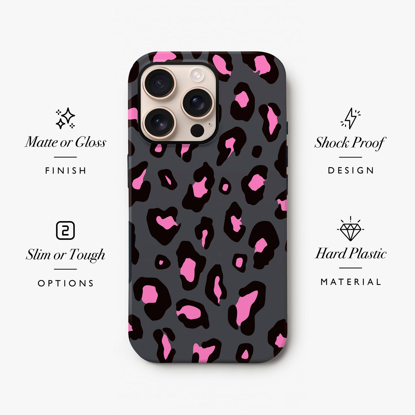 Pink Charcoal Custom Leopard Print Case
