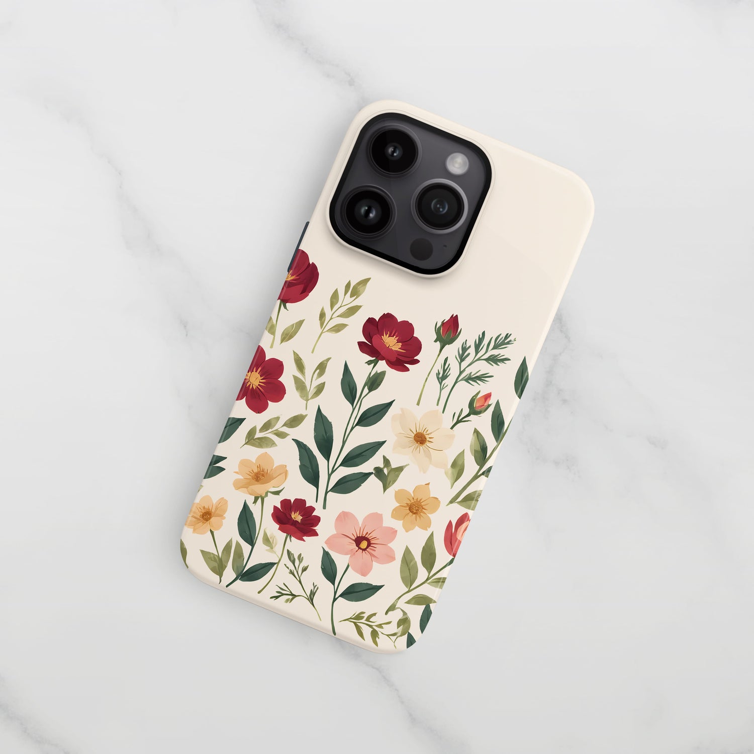 Cream Multicolour Floral Print Case  Phone Case