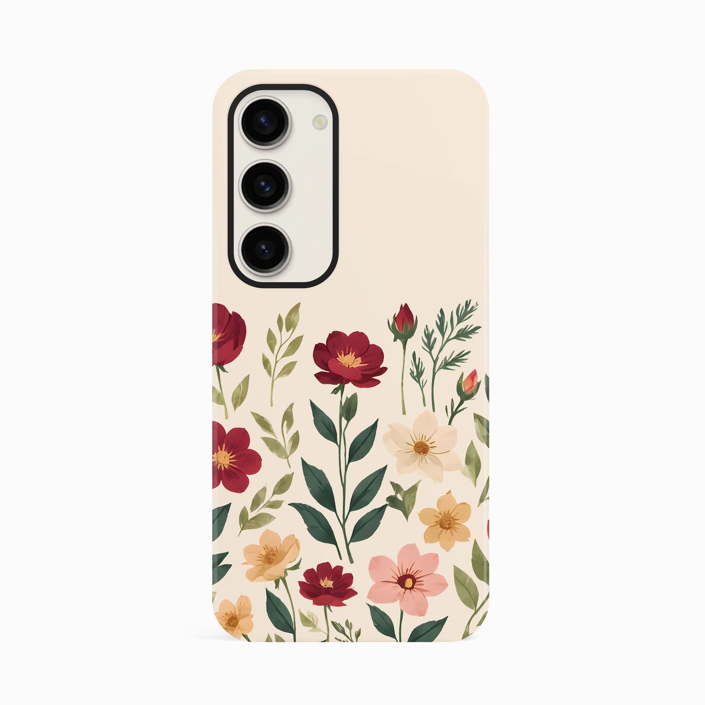 Cream Multicolour Floral Print Case Samsung Galaxy S24 Plus Phone Case