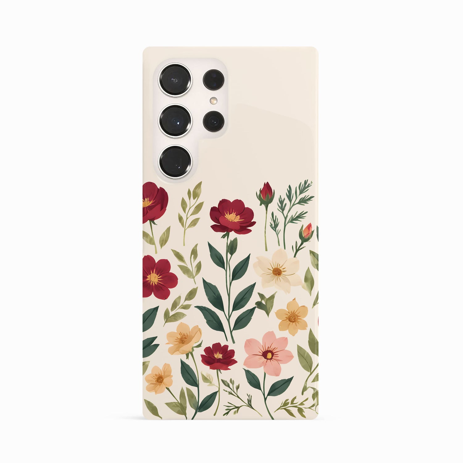 Cream Multicolour Floral Print Case Samsung Galaxy S23 Ultra Phone Case