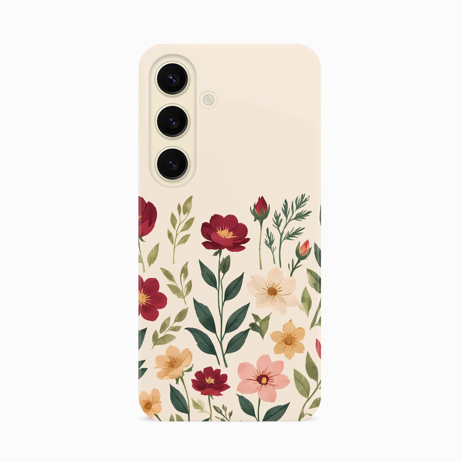 Cream Multicolour Floral Print Case Samsung Galaxy S24 Phone Case