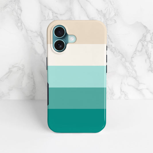 Teal Blue Stripes Phone Case iPhone 16 Phone Case