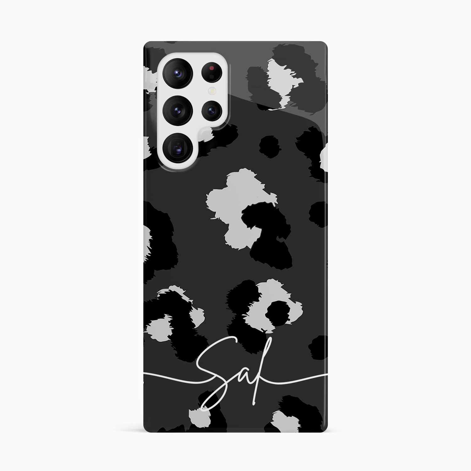 Grey Leopard Print Custom Case Samsung Galaxy S23 Ultra Phone Case