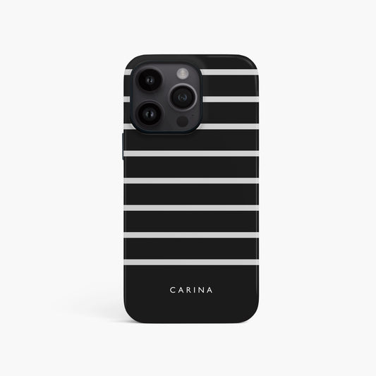 Contemporary Black Stripe Personalised Case iPhone 16 Phone Case