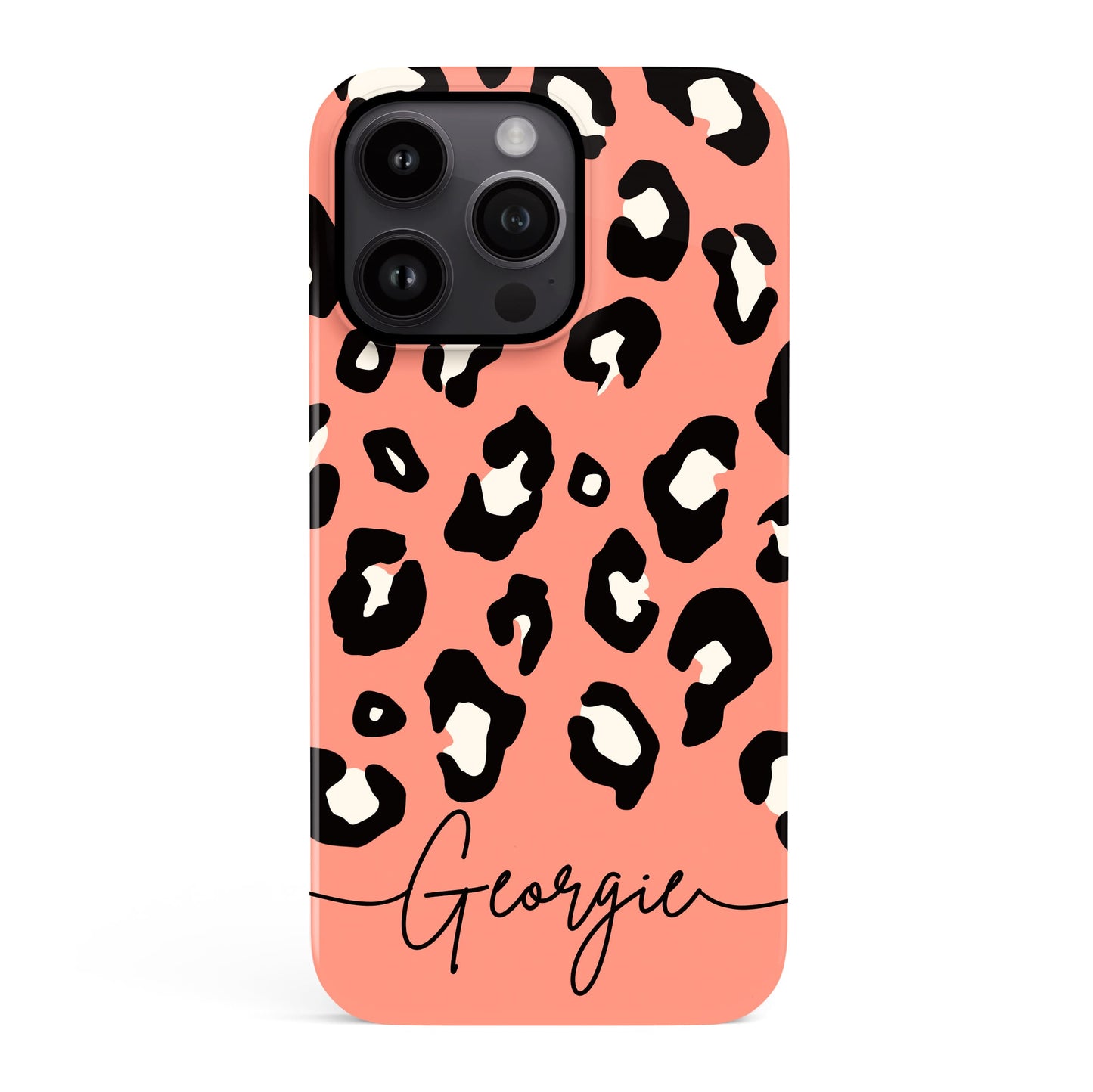 Orange Coral Custom Leopard Print Case iPhone 15 Phone Case