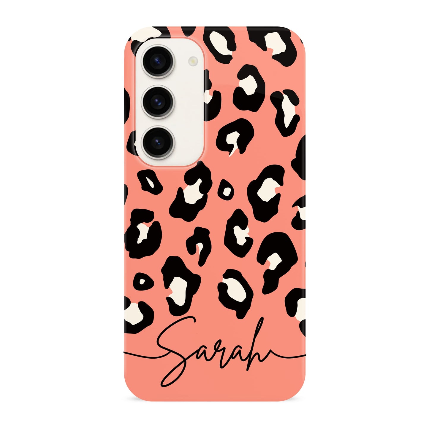 Orange Coral Custom Leopard Print Case Samsung Galaxy S23 Phone Case