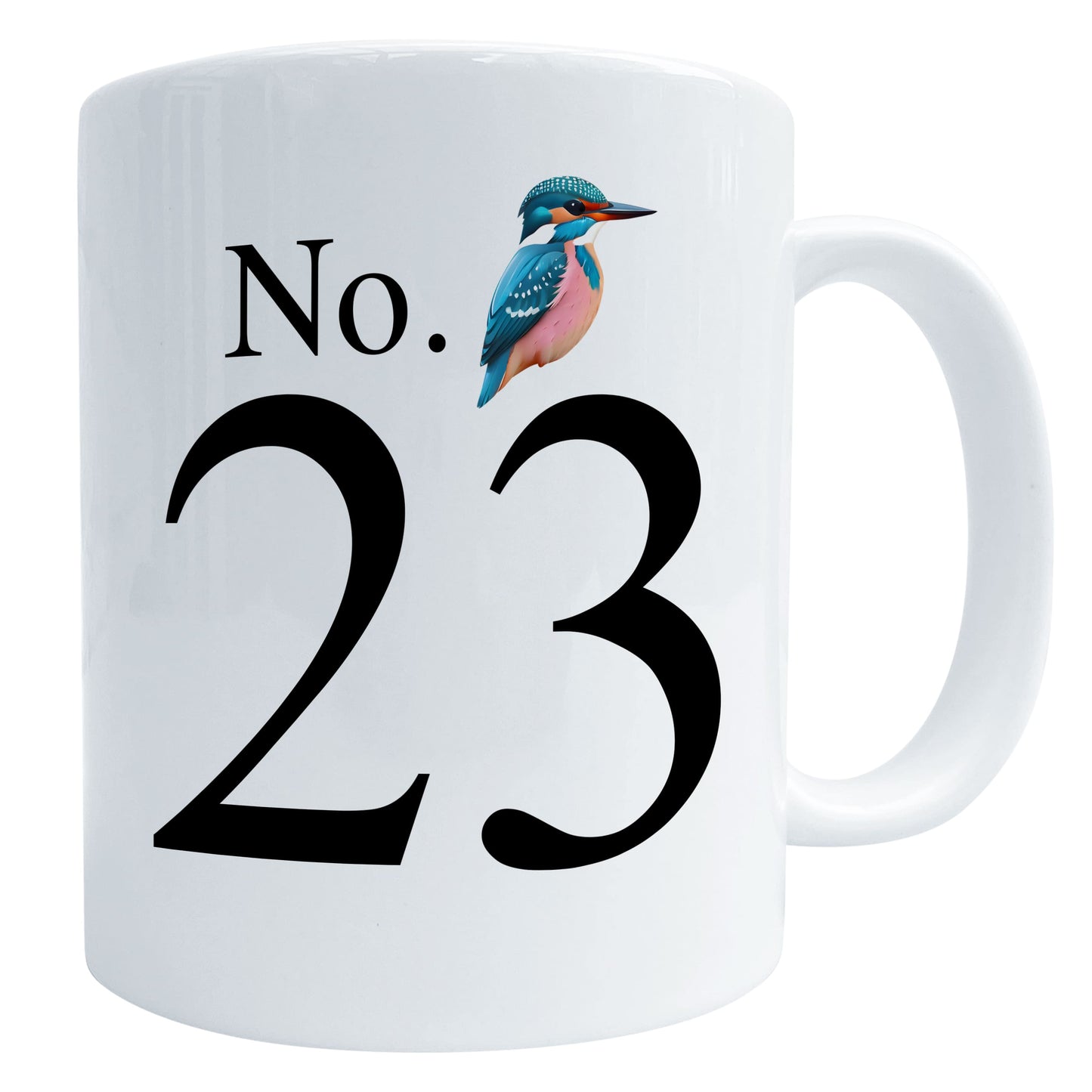 Personalised House Number Bird Art Mug Kingfisher Mug