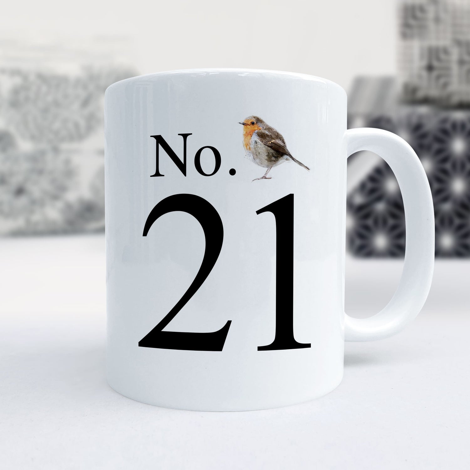 Personalised House Number Bird Art Mug  Mug