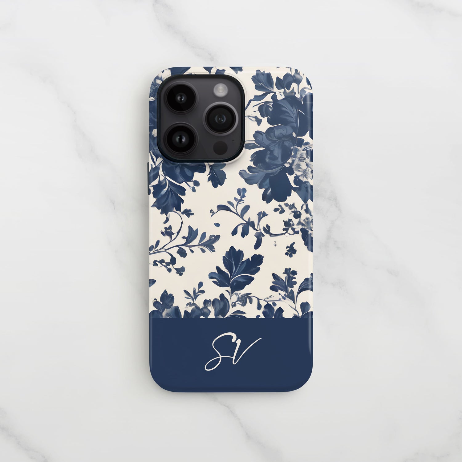 Navy and Cream Floral Phone Case  Phone Case