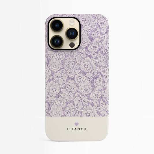 Custom Purple Lace Pattern Case iPhone 14 Phone Case
