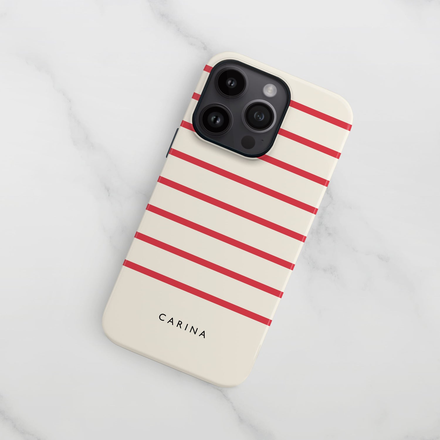 Personalised Red And Cream Stripe Case  Phone Case