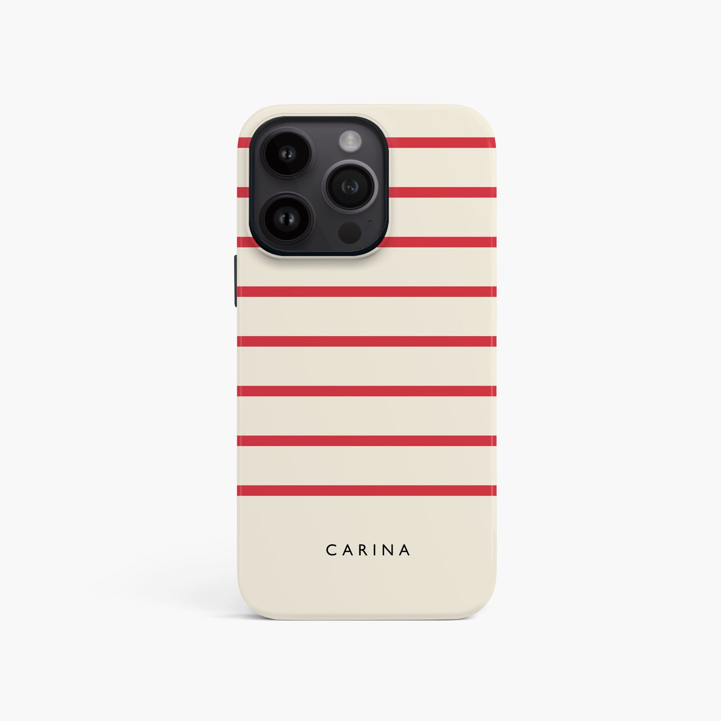 Personalised Red And Cream Stripe Case iPhone 15 Phone Case