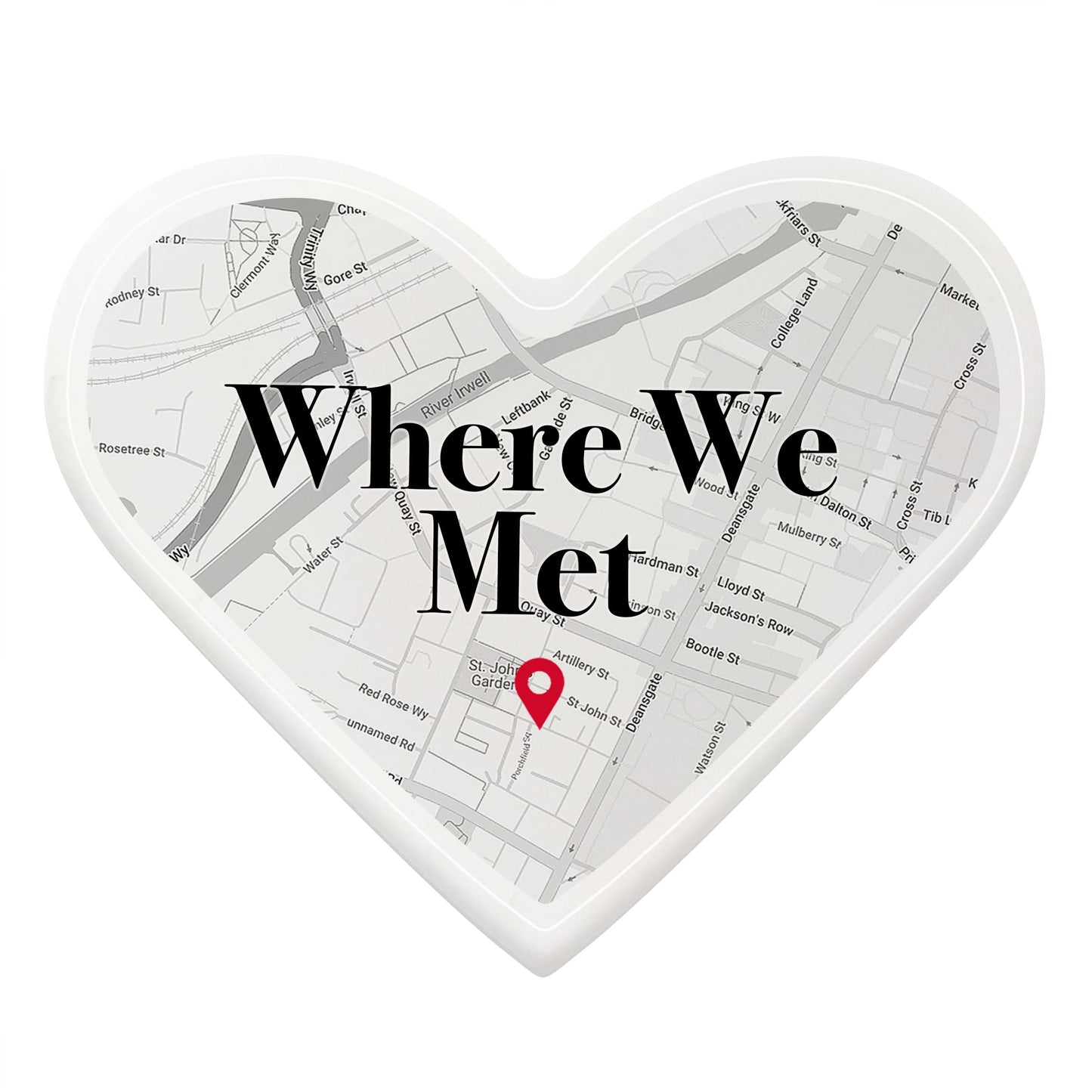 Custom Where We Met Map Ceramic Coaster Coaster