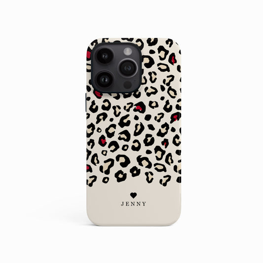 Red Cream Personalised Leopard Print Case iPhone 15 Phone Case