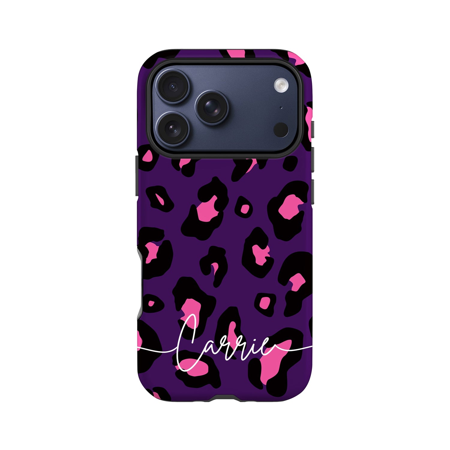 Dark Purple and Pink Leopard Print Custom Case iPhone 17 Pro Phone Case