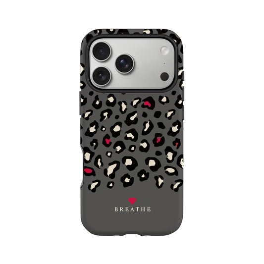 Personalised Red and Dark Grey Leopard Print Case Phone Case