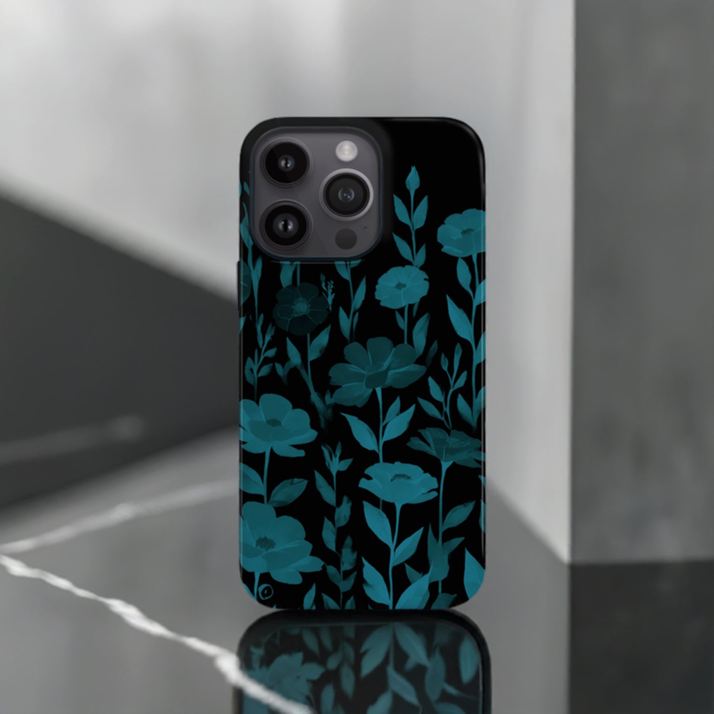 Black And Blue Floral Print Phone Case  Phone Case