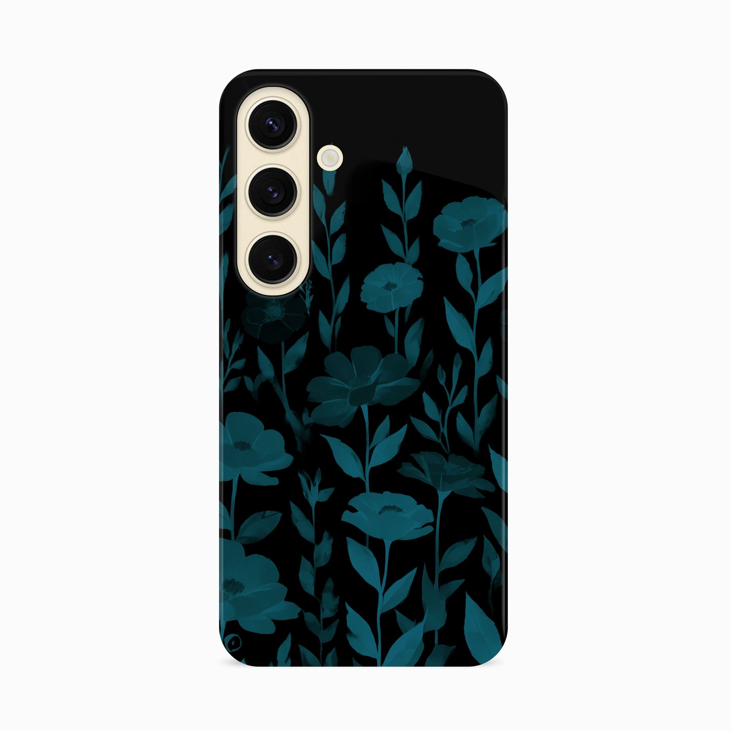 Black And Blue Floral Print Phone Case Samsung Galaxy S24 Phone Case