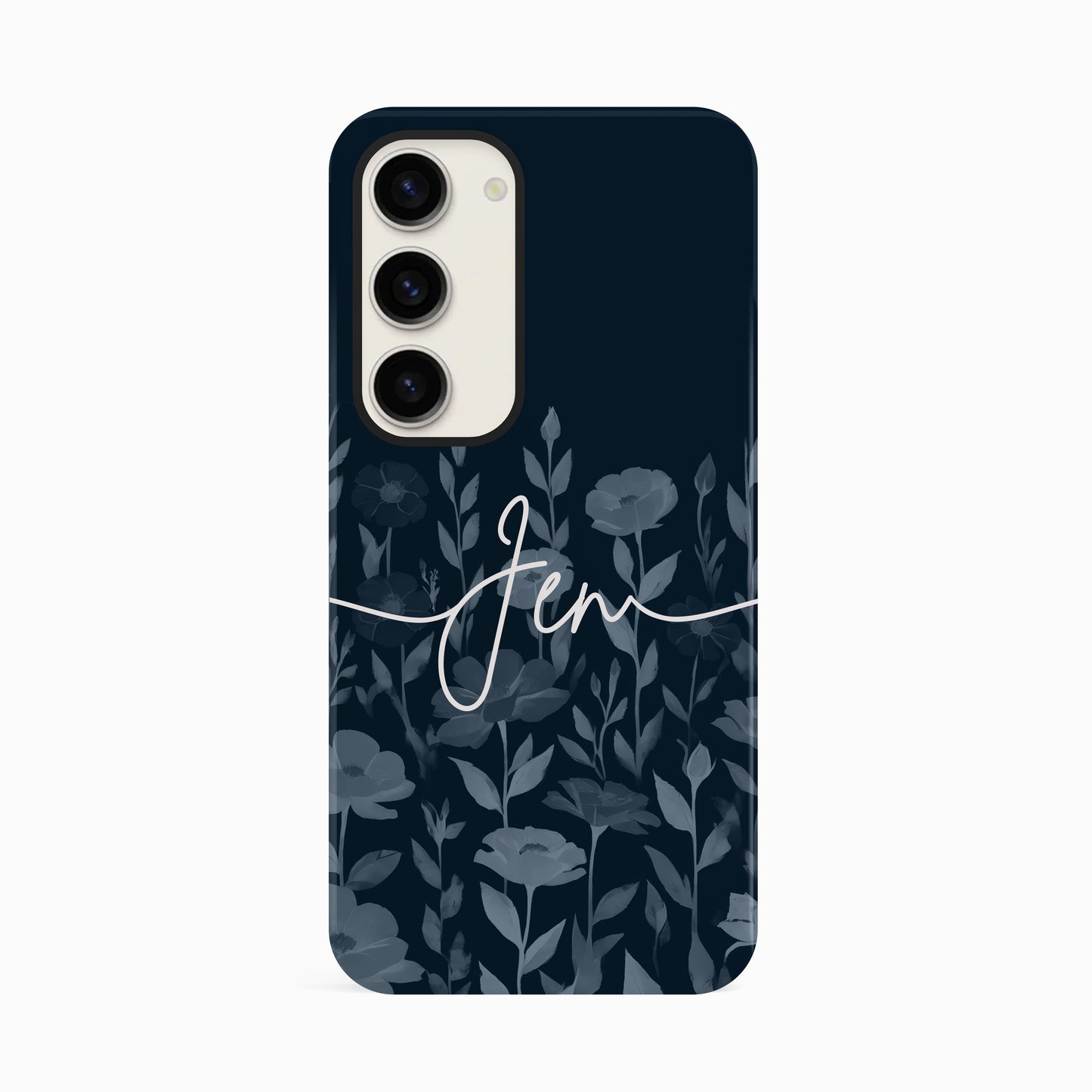 Personalised Navy Floral Print Phone Case Samsung Galaxy S23 Phone Case