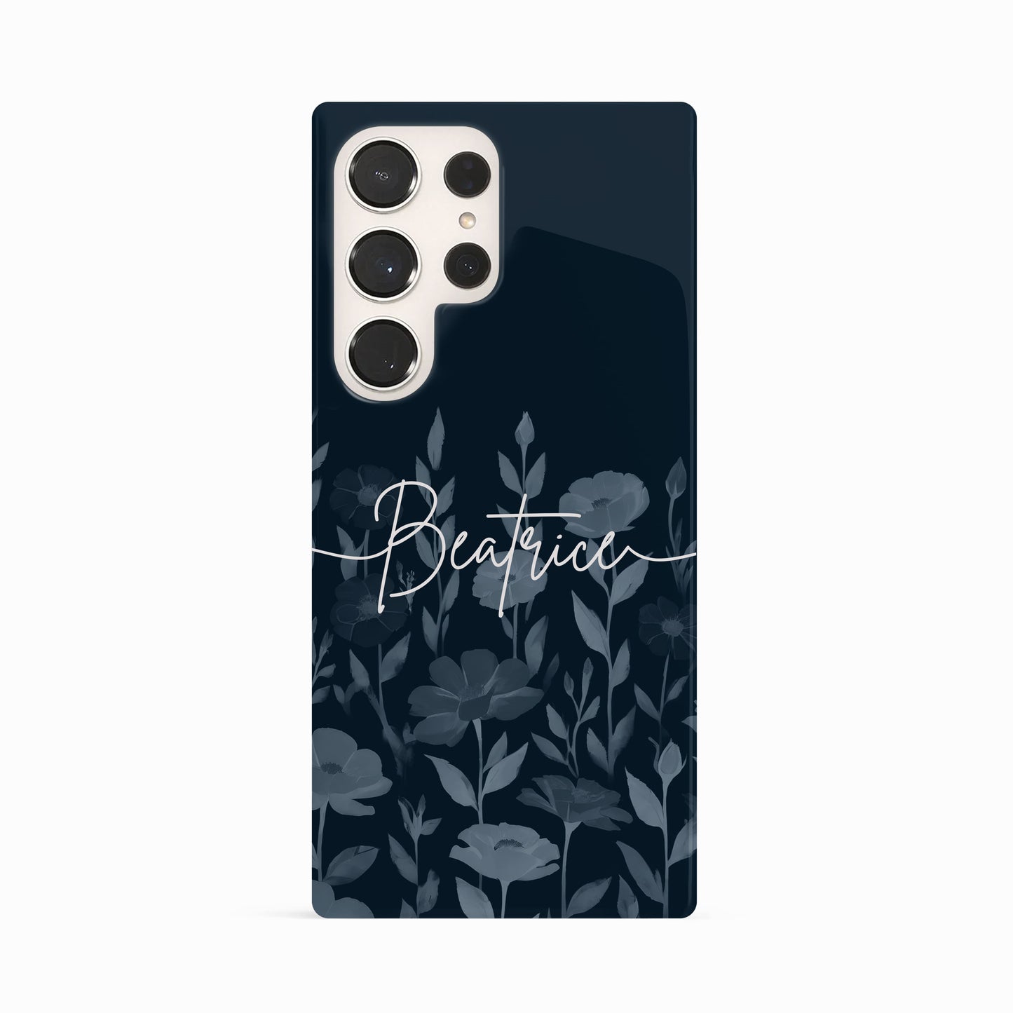 Personalised Navy Floral Print Phone Case Samsung Galaxy S23 Ultra Phone Case