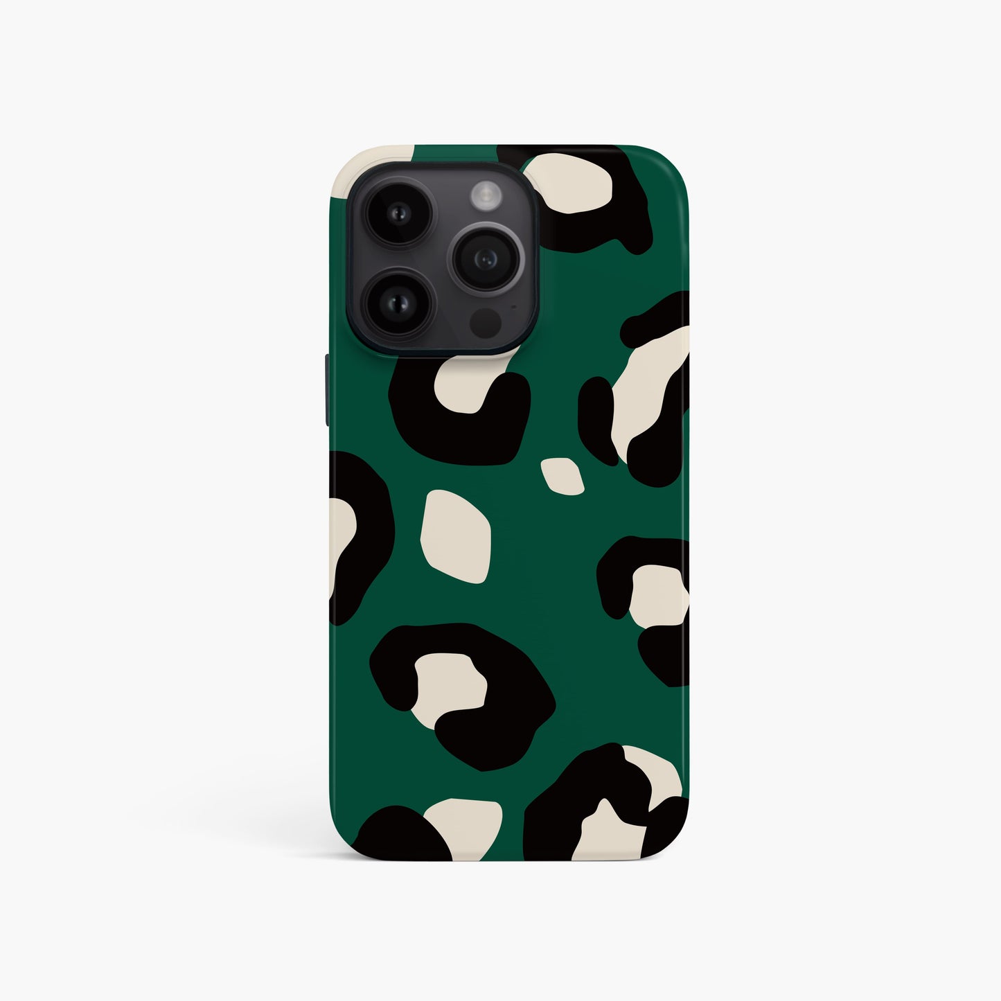 Dark Forest Green Modern Leopard Print Case iPhone 15 Phone Case