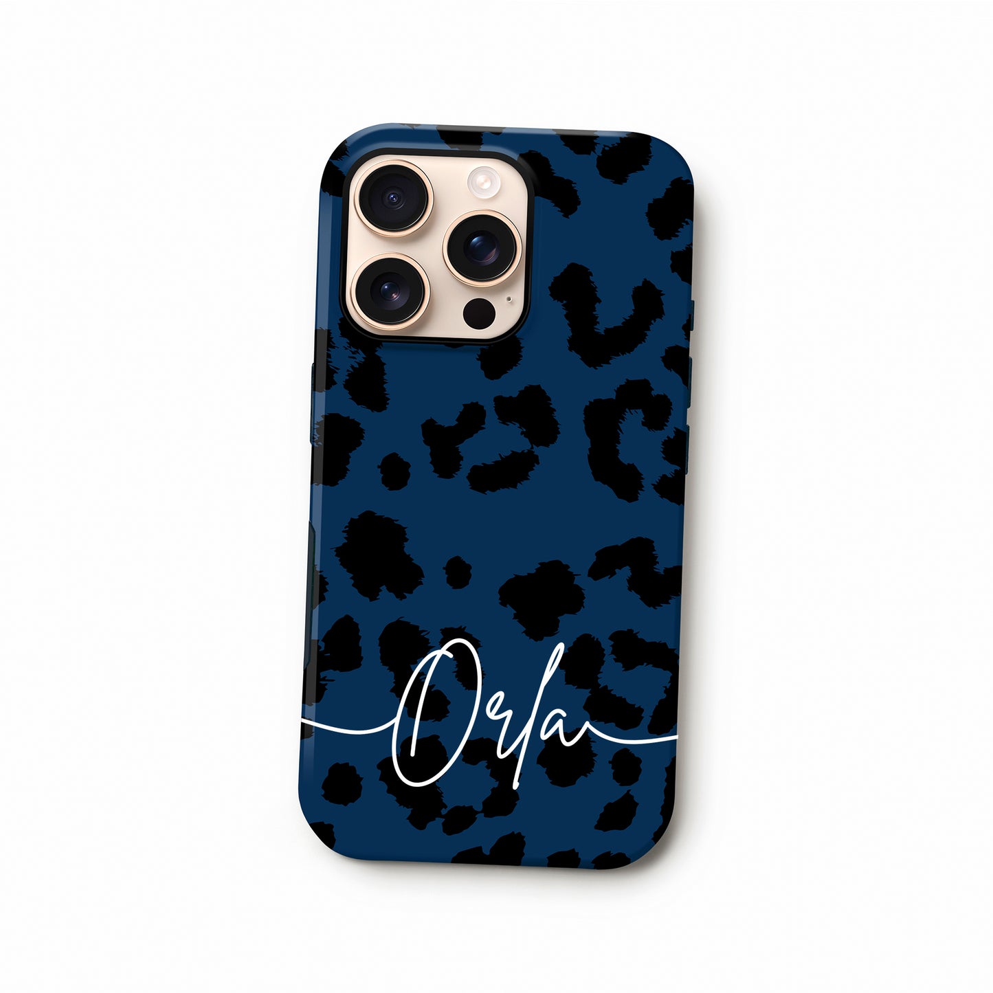 Personalised Navy Leopard Print Case